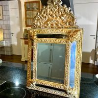 NAPOLEON III FRANCE WANDSPIEGEL GEPRÄGTE BRONZE HOLZ UM 1870