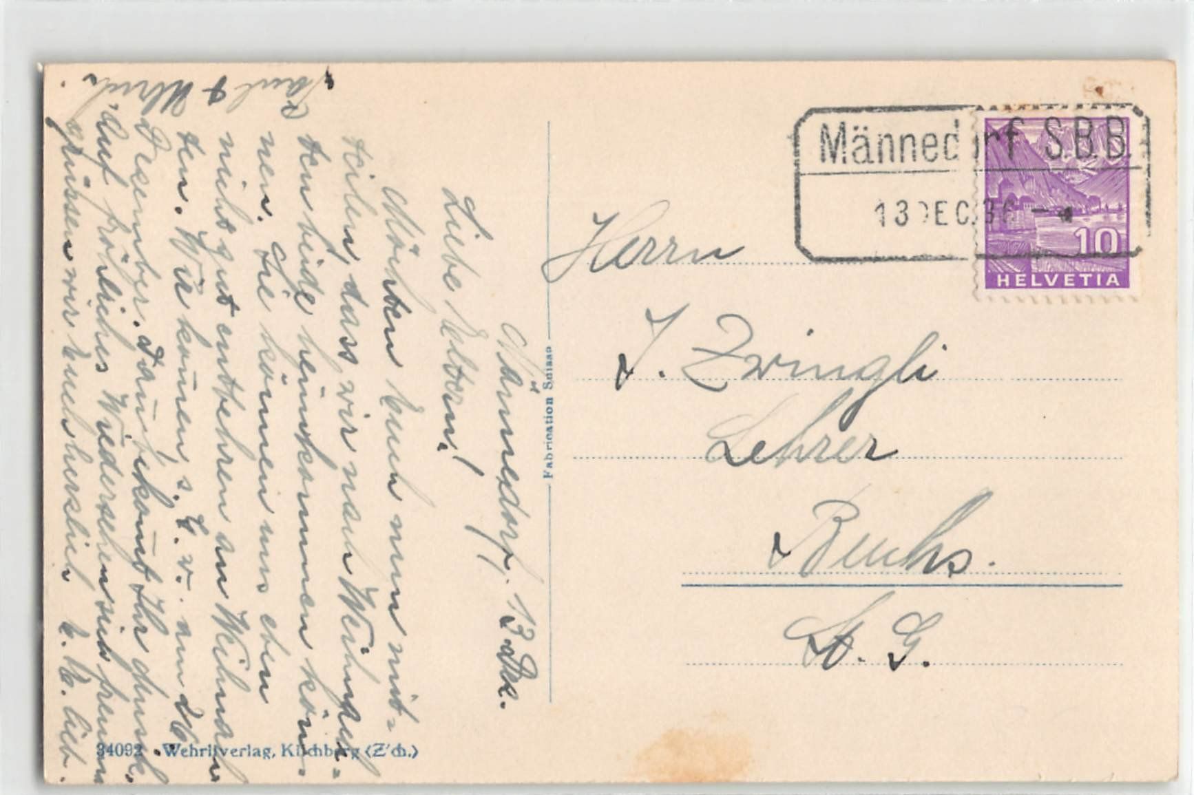 Cartoline postali: Gruss aus MÄNNEDORF - alte Postkarte – Usato da Winterthur venduto da SchatzchischtliWinti 1