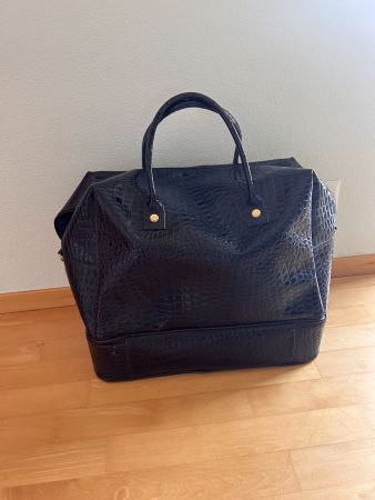 Reisetasche Kroko-Optik braun WIE NEU Weekender