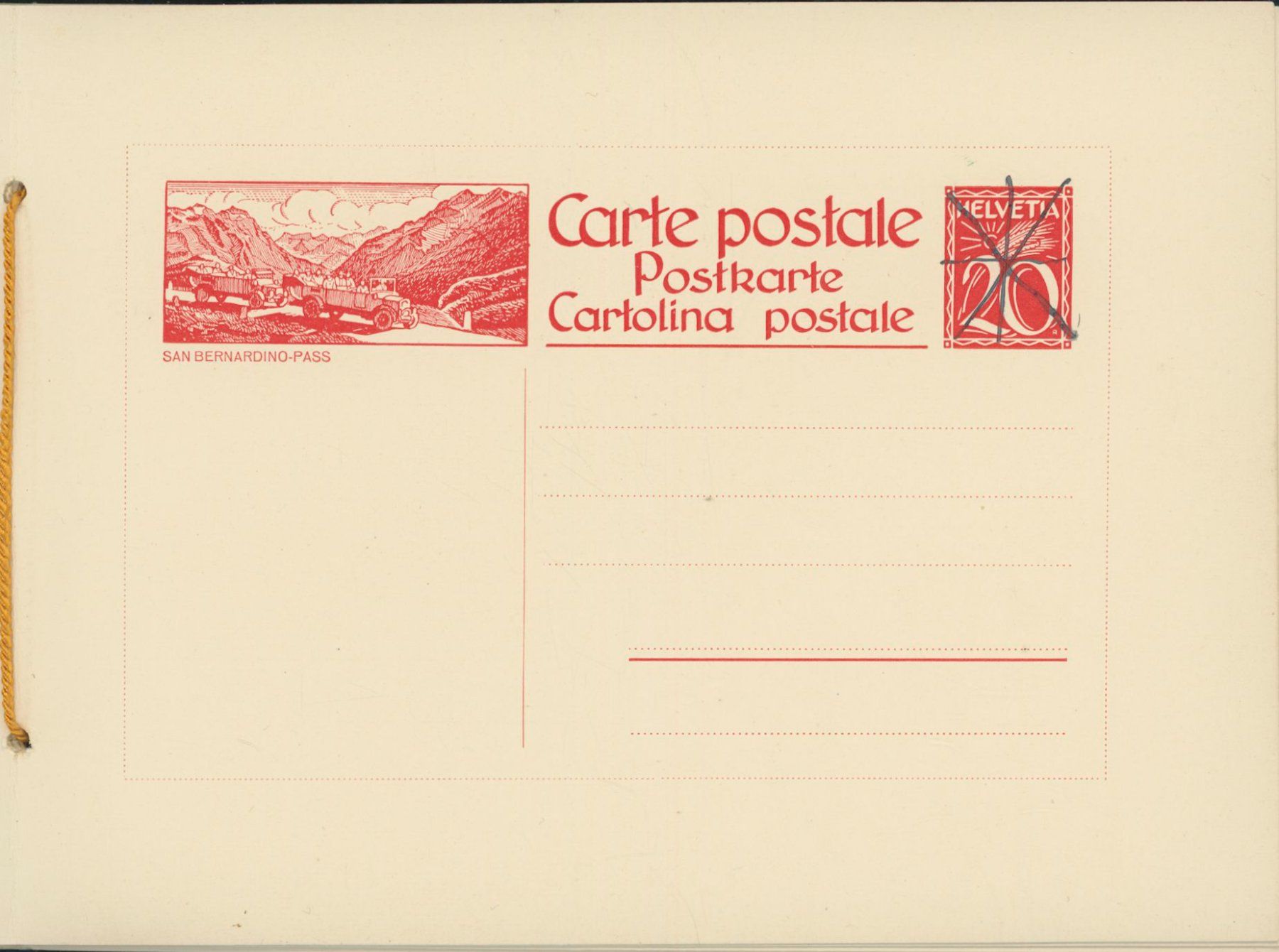 Alle Briefmarken: 1924 - Ganzsache - Probe Geschenkheft - Bildpostkarte – Neu (gemäss Beschreibung) aus Schindellegi von leecollect