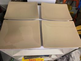 7 Speiseteller, quadratisch, beige, Geschirr, Gutem Zustand!
