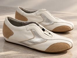 Schuhe Medicus Damen Leder Sneaker Weiss Silber Gr. 5½