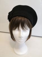 🤩GLOBUS BERET-HUT WOOLMARK SCHWARZ MIT BLUME