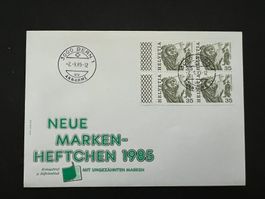 Erstagsbrief Markenheft 1985 Viererblock  (M728)