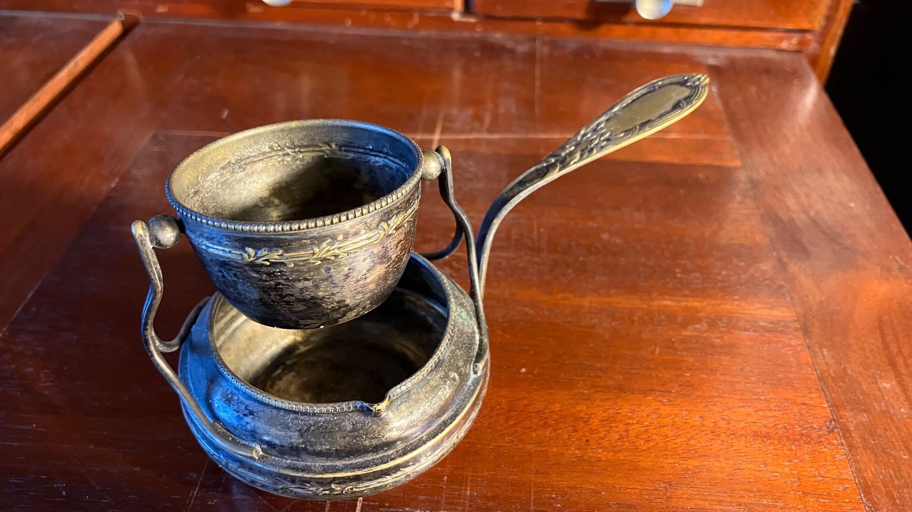 PASSE-THÉ ANCIEN À bascule en métal argenté EUR 25,00 - FR