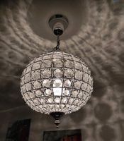 Elegante silberne Hängelampe mit Kristallen!