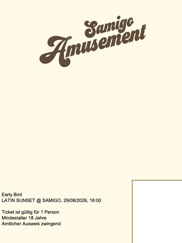 Billets: SAMIGO - 29 AUGUST - EARLY BIRD – D'occasion à Zürich par Matteo_7