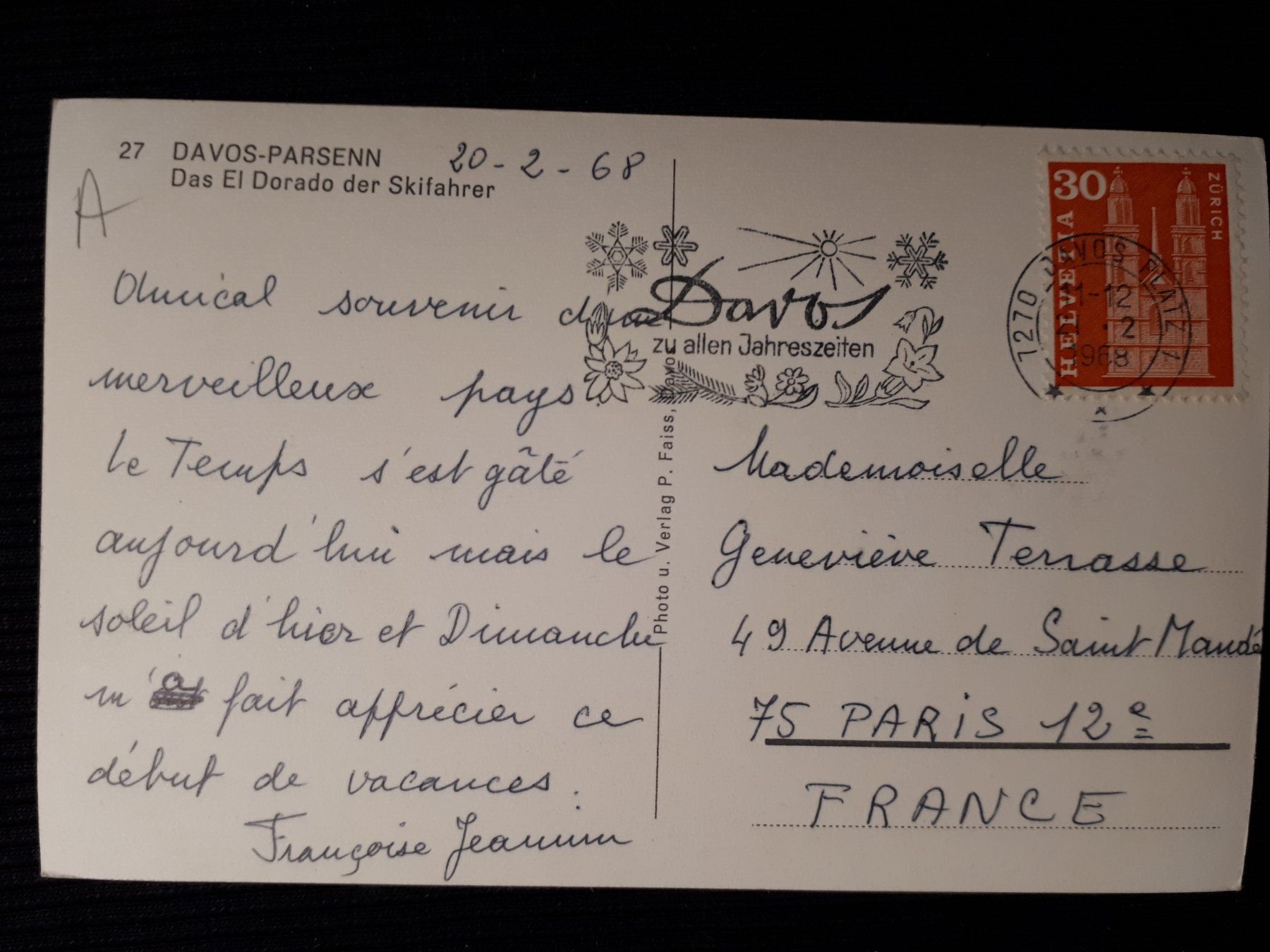 Ansichtskarten: DAVOS PARSENN 1958 – Gebraucht aus Ponto Valentino von giorgia06 1
