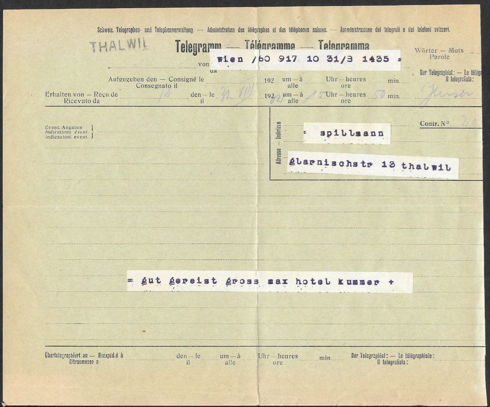 Tutti i francobolli: Telegramm mit Balkenstempel Thalwil 1932 – Usato da Olten venduto da clotaldi