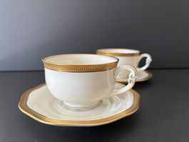 Elegante vintage Kaffeetassen, 2 Stk. Goldrand, Top Zustand