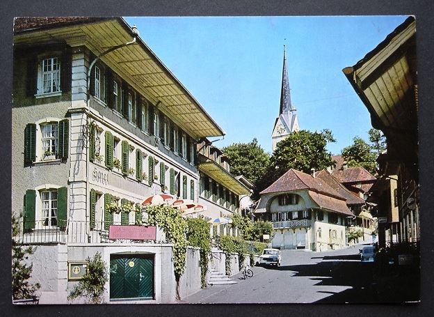 Cartoline postali: HERZOGENBUCHSEE Kirchgasse, Hotel, Auto – Usato da Jona venduto da philajona