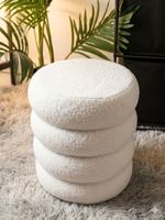 Trendiger Hocker Teddyfell, Weiss
