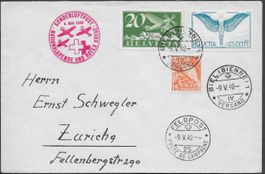 1940 Brief RotKreuz Flug BIEL / Feldpost 25 Mischfr. ab 1.-