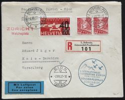 Schweiz Sonderflug Zürich Sion 1937 Einschreiben Selten