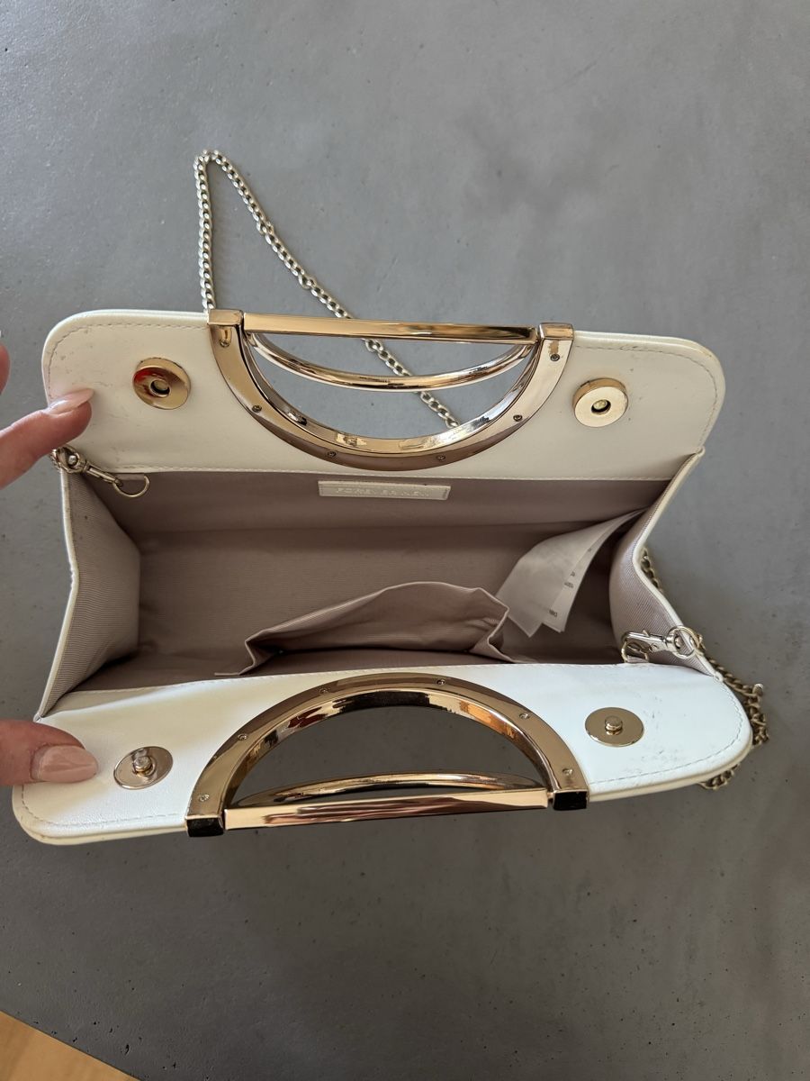 Borse da donna: Handtasche weiss goldfarbene Applikationen – Usato da Reinach BL venduto da SophiesFundgrube 1