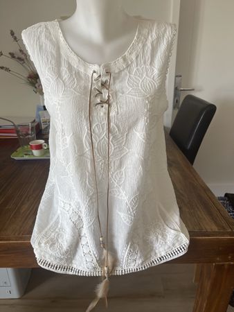 Haut MICHELANGELO MILANO brodé.S/M Cotton neuf blanc cassé 