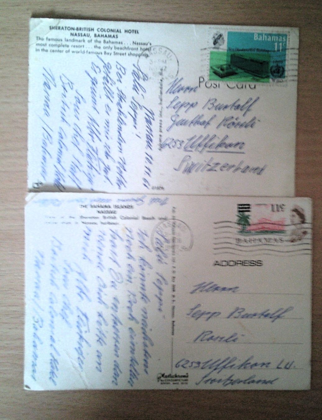 Cartoline postali: 2 alte Ansichtskarten Bahamas Nassau, Sheraton Hotel – Usato da Uffikon venduto da Semo2 1