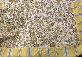 Nappe Williams-Sonoma, motif floral jaune rayures 100% coton
