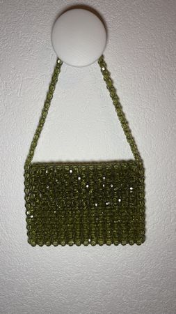 Handtasche perlenbesetzt olivgrün