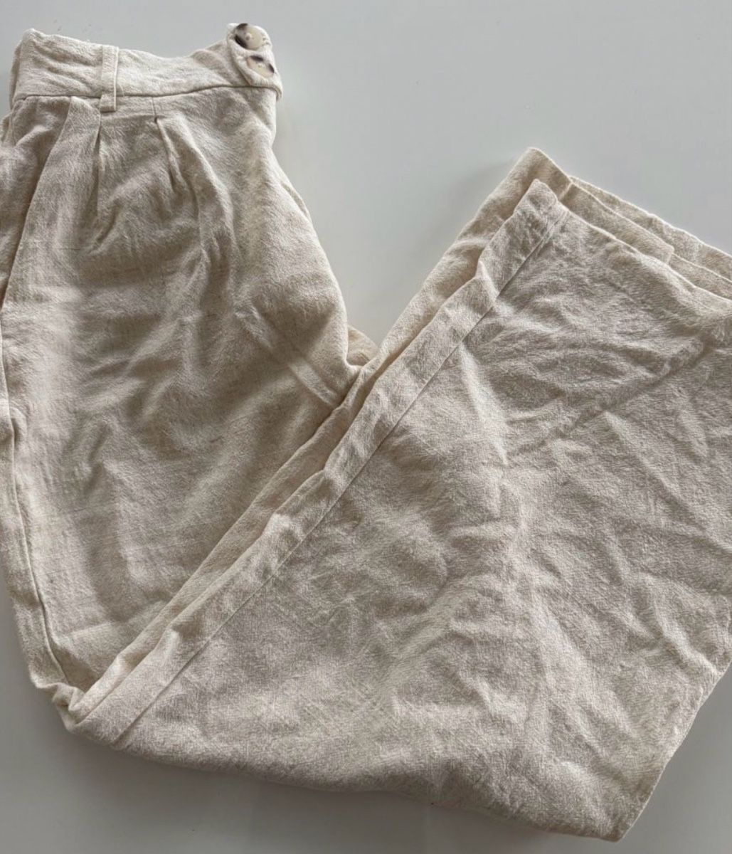 Stradivarius Pantaloni: Stradivarius Hose beige Grösse 38 Leinen-Mix  – Nuovo (secondo la descrizione) da Freidorf TG venduto da nad_fxh7
