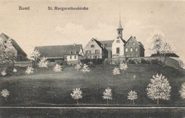 Basel (BS) St. Margarethenkirche mit umliegenden Landhäusern