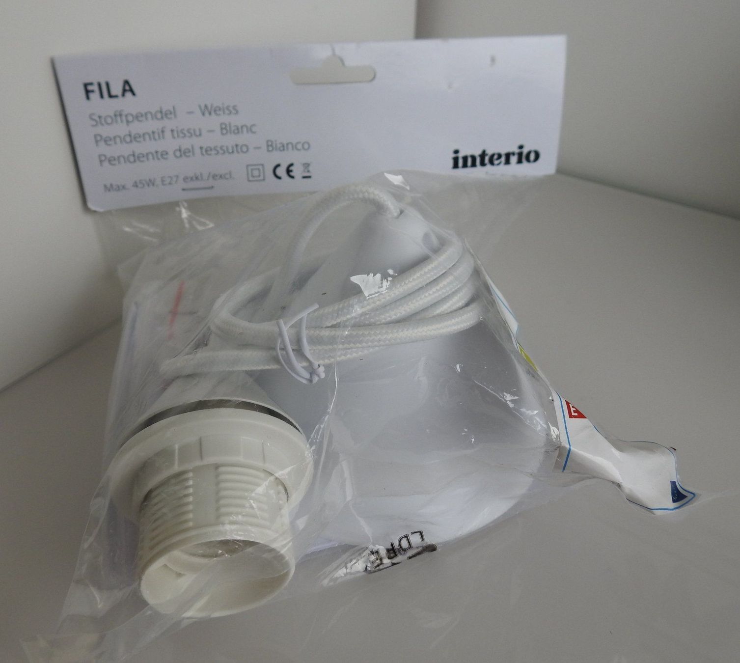 Interio Lampade: Stoffpendel E27, weiss - NEU – Nuovo e nell'imballaggio originale da Zürich venduto da Piki7
