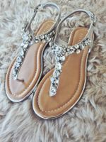 PESARO SANDALE SANDALETTEN FLIP FLOP 36 STRASSSTEINE NEU TOP