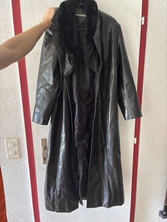 Manteau long Cibyll Jeans noir col fourrure 