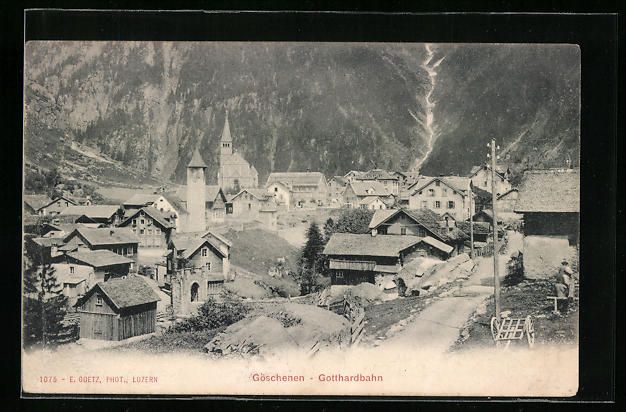 Cartoline postali: AK Göschenen, Gotthardbahn, Teilansicht – Usato da Berlin venduto da bartko-reher