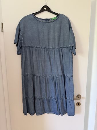 Benetton Denim Dress, Summer Tunic Dress, UK Size 16