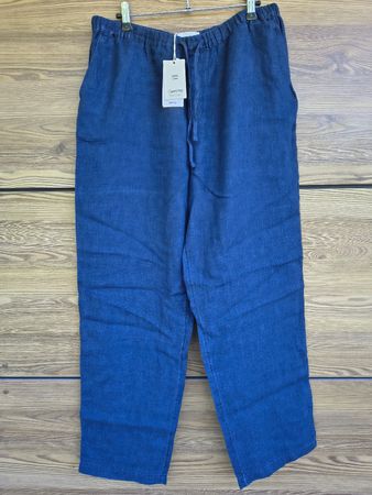 Pantalon Mango en lin bleu indigo L - Neuf