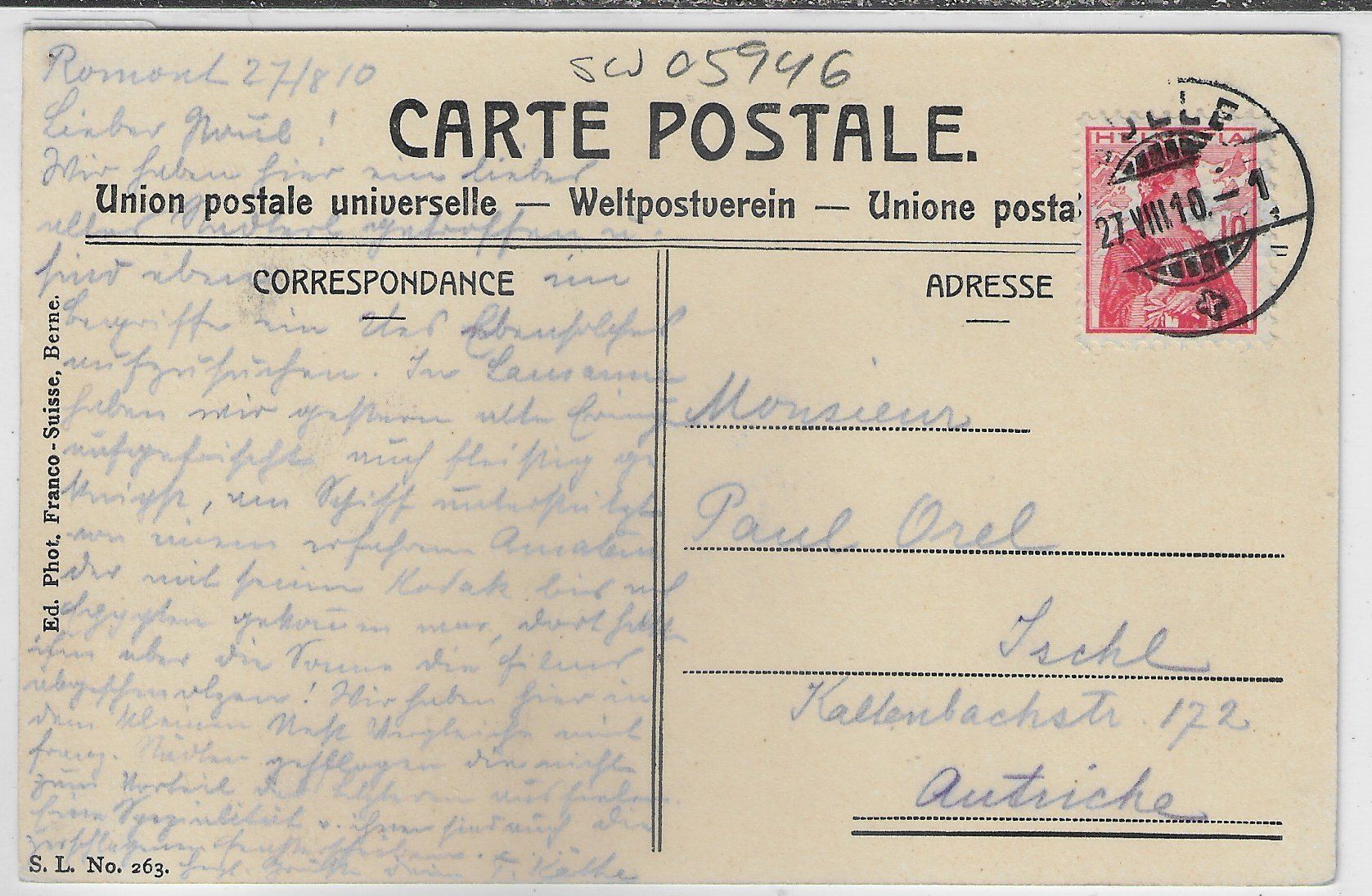 Cartoline postali: Romont - La grande Rue - animee – Usato da Ettingen venduto da Kartenplanet 1