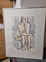 3 Original Akt Aquarelle Zeichnungen, gerahmt, signiert.