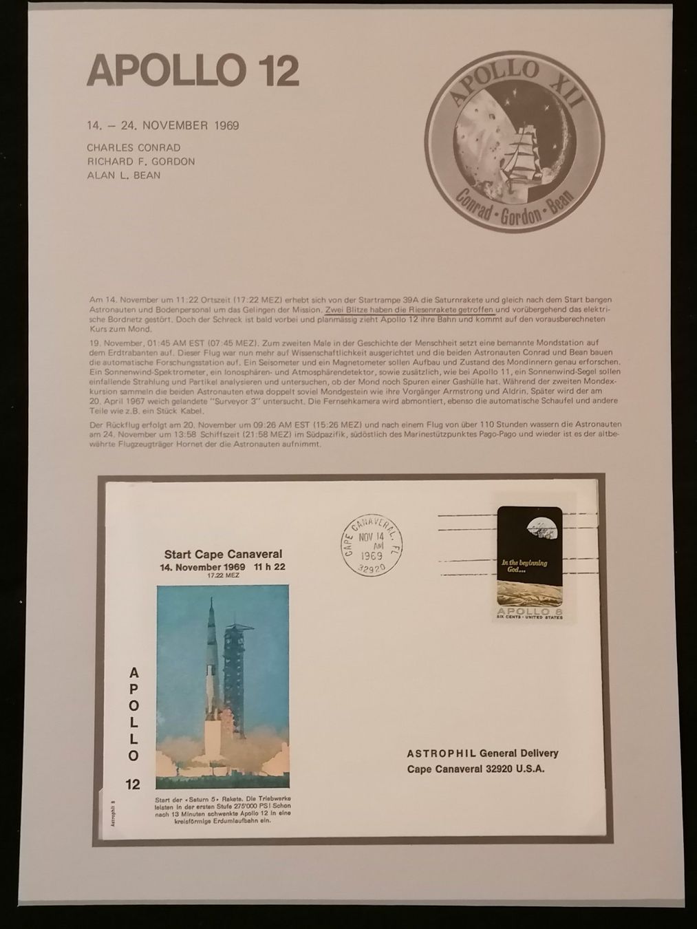 Tutti i francobolli: Apollo 11 + 12 Briefe / Briefmarken mit Startdatums Stempel – Usato da Wangen an der Aare venduto da Ute 8