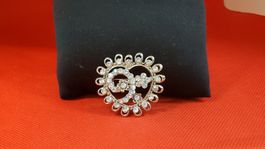 Vintage Brosche mit Herz und Strass - Zeitloser Schmuck!
