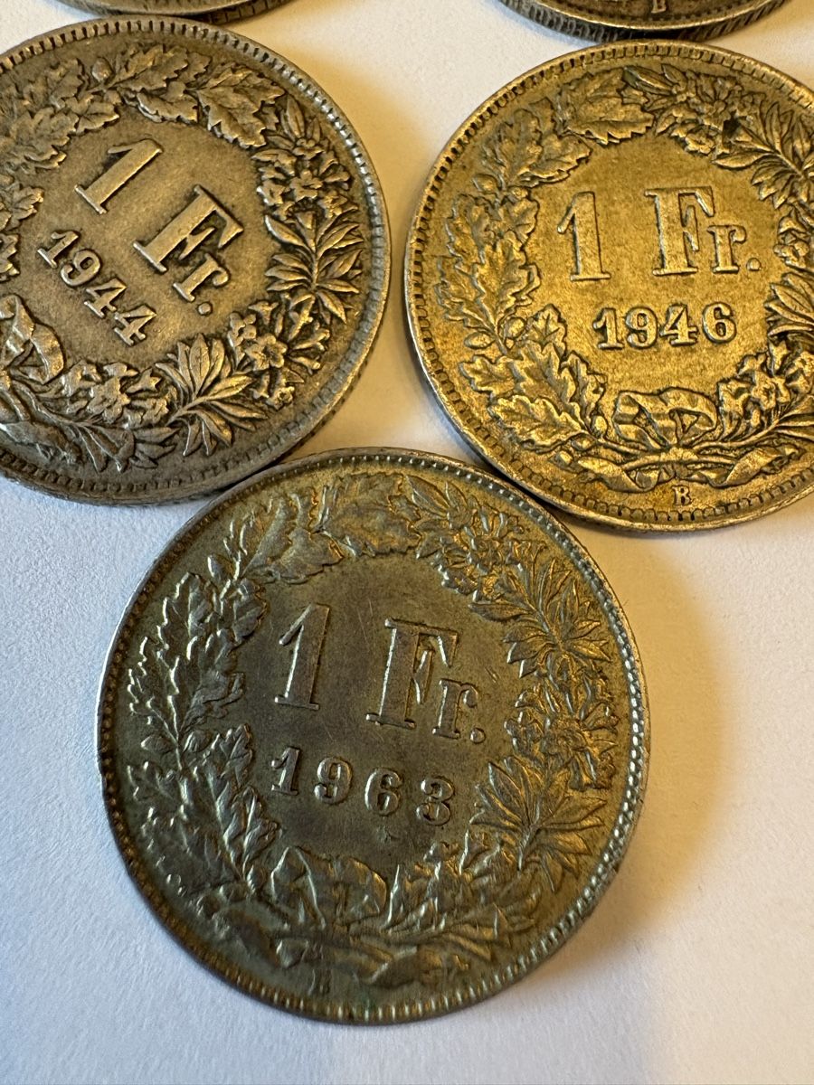 Alle Münzen: 1chf Silber 1920, 1906,,1944,1963,1946 – Gebraucht aus Murten von Tzaugg 3