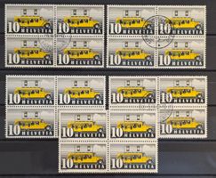 Schweiz 1937 Autopost Postauto 10 Rp. 5x 4er-Blöcke MNH/gest