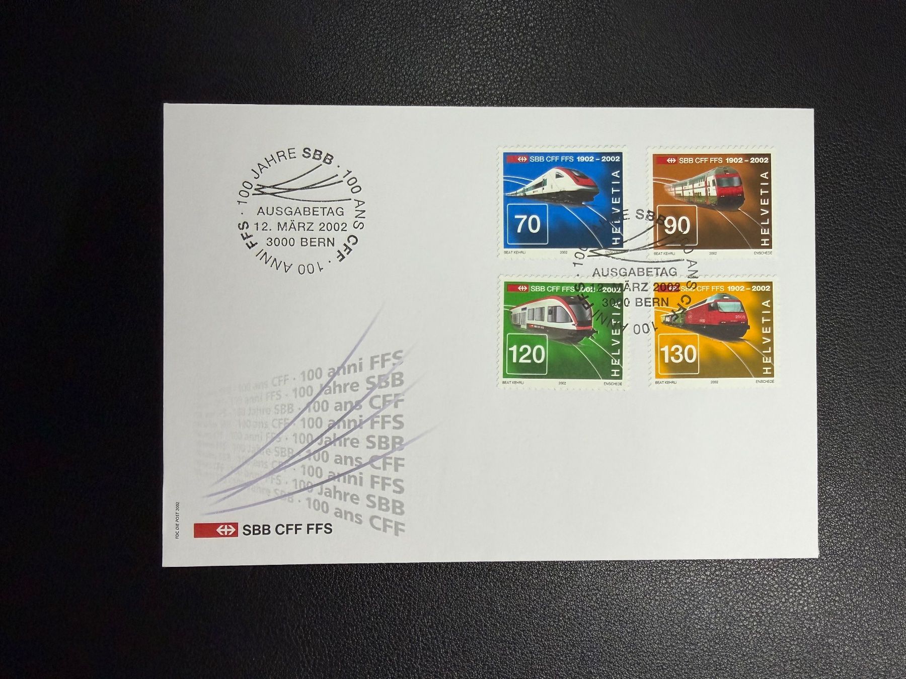 Tutti i francobolli: CH-100 Jahre SBB 2002 FDC – Usato da oberrüti venduto da jeanmei