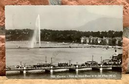 1935 - Pont du Mont-Blanc & Jet d'Eau - Genève - Tram