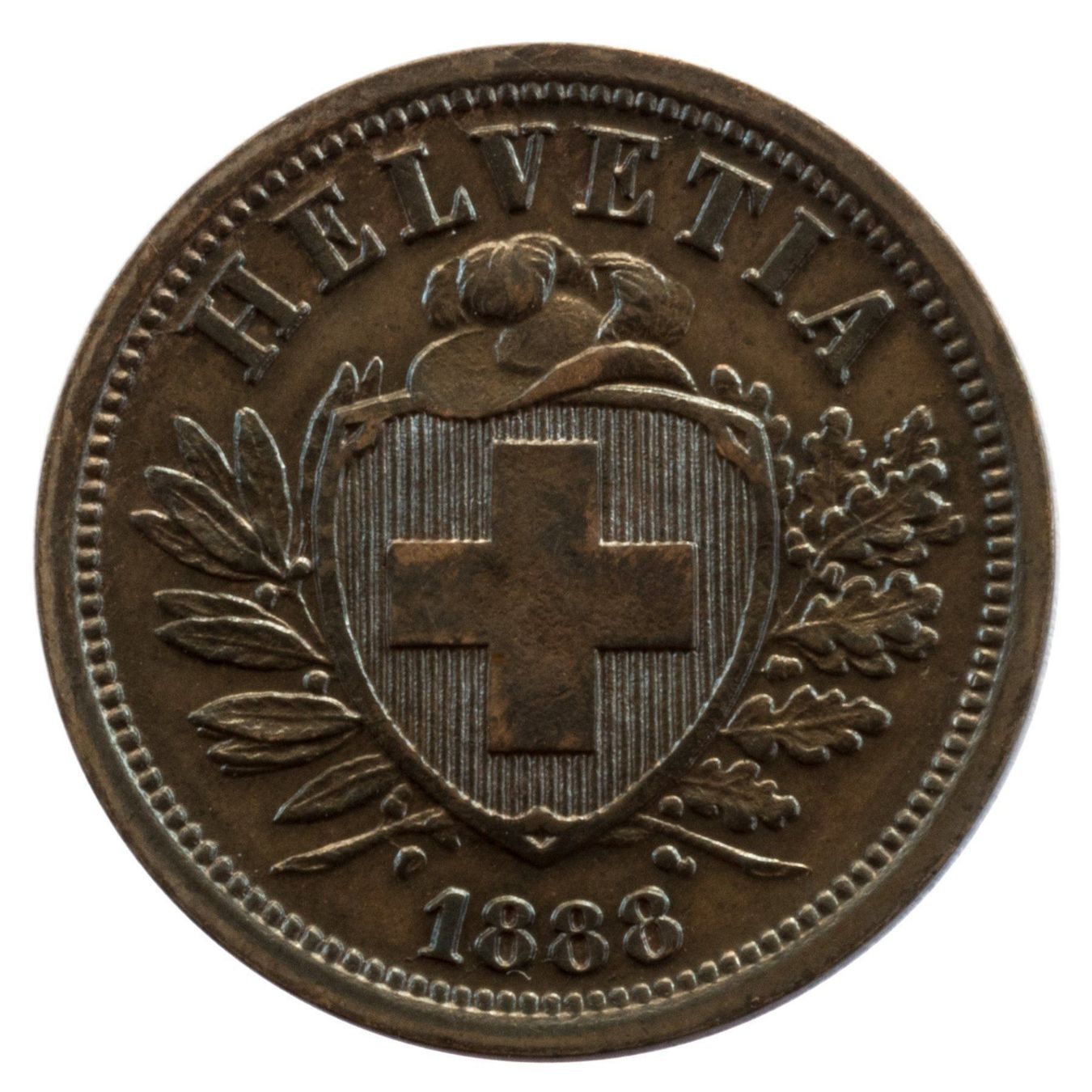 Alle Münzen: Schweiz / Suisse - 2 Rappen - 1888 – Gebraucht aus Rotkreuz von Swiss-Coins