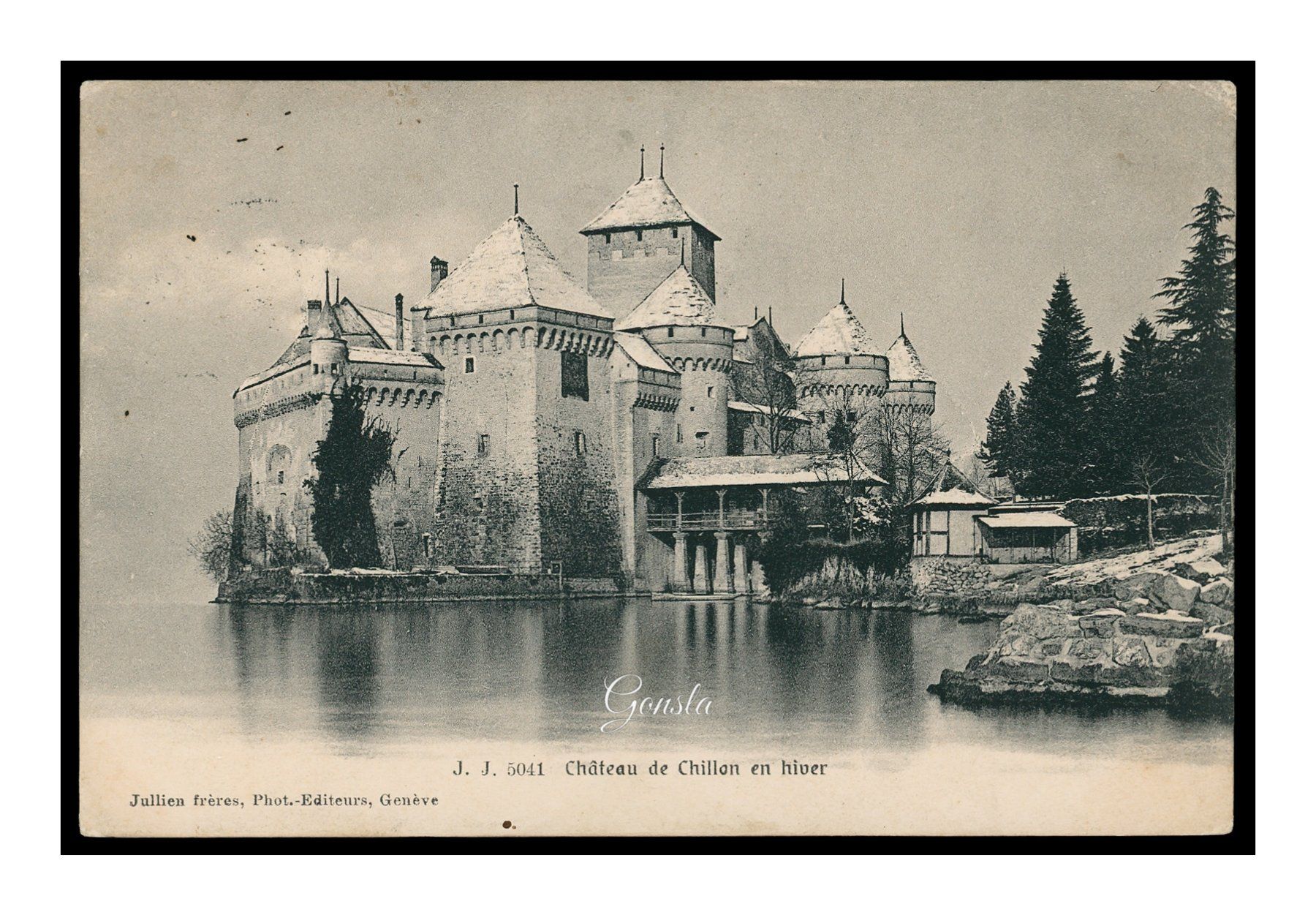 Cartoline postali: CHÂTEAU DE CHILLION - 1906 "En Hiver" – Usato da Onex venduto da gonsla01