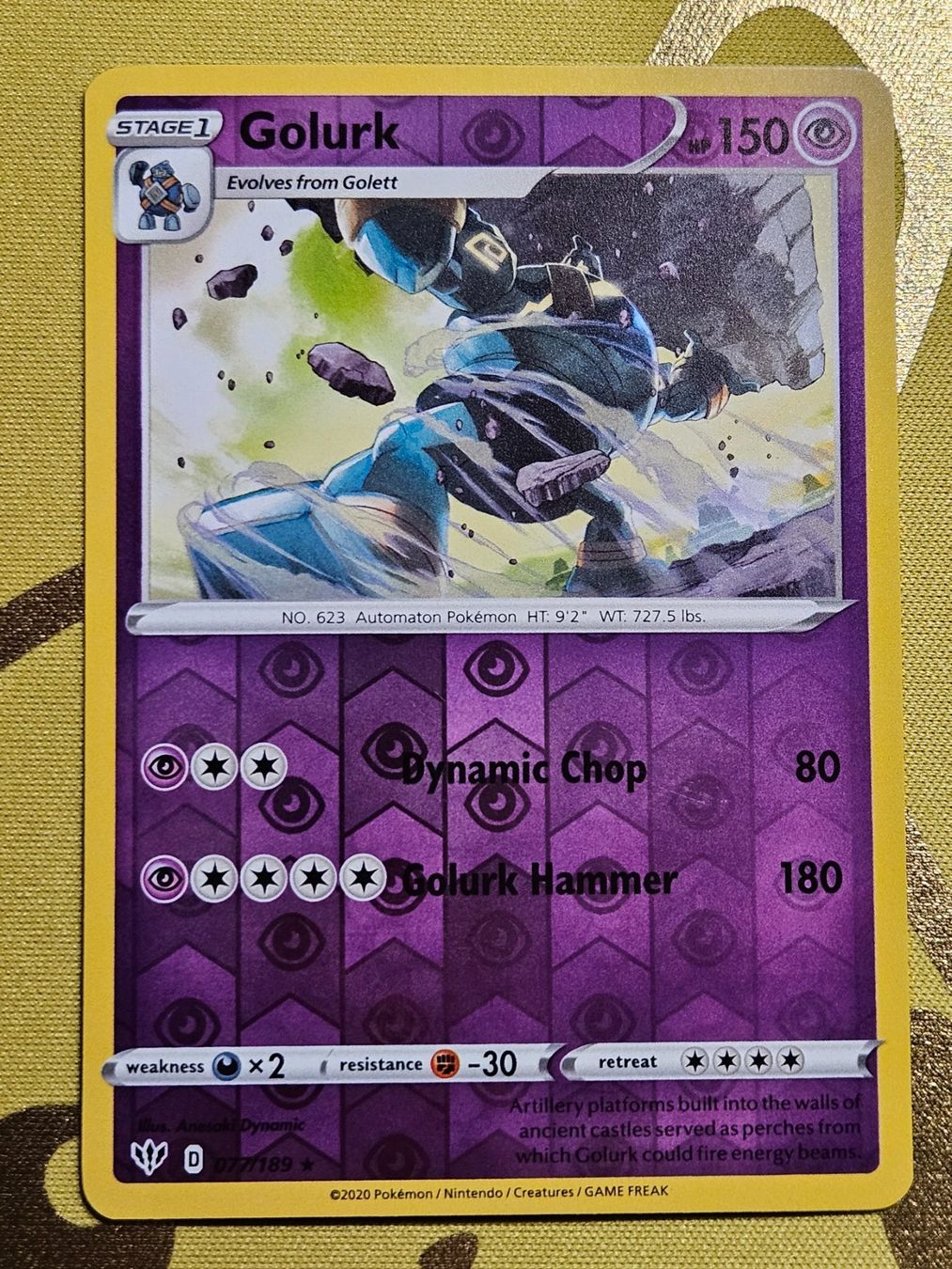 Pokémon Carte collezionabili: Darkness Ablaze - Golurk 077/189 EN – Usato da Bellinzona venduto da Pokemarco