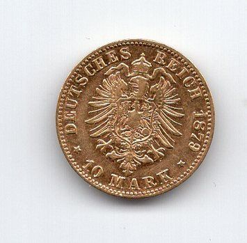 Tutti le monete: (648) Hessen, 10 Mark 1879, rar – Usato da Rüthi (Rheintal) venduto da erdnuessli1