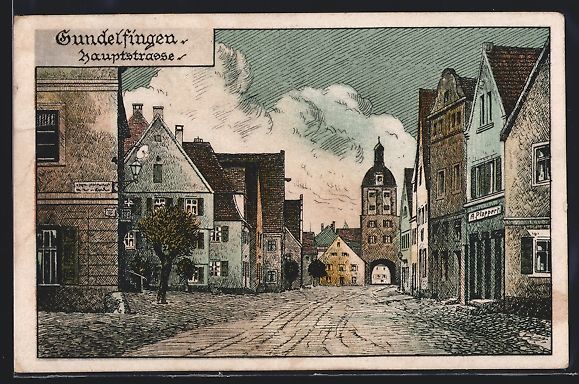 Cartoline postali: Gundelfingen / Donau, Hauptstrasse mit A – Usato da Berlin venduto da bartko-reher