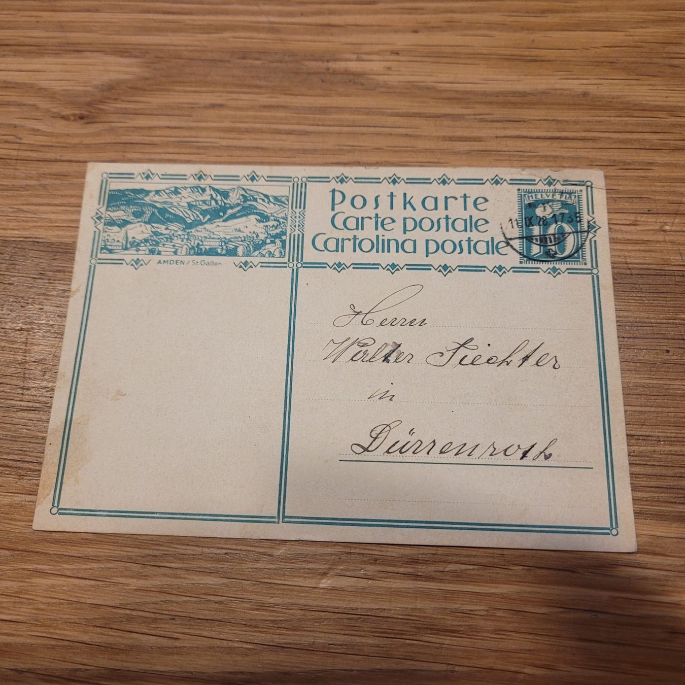 Cartoline postali: GS Amden St.Gallen 1928 – Usato da Biel/Bienne venduto da Destockweb