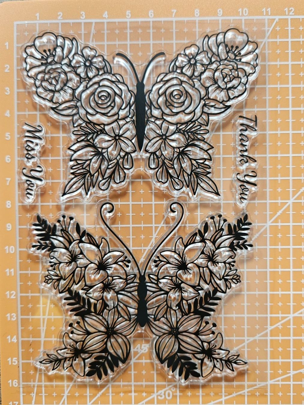 Timbri: Silikonstempel Nr.768, Schmetterlinge aus Blumen – Nuovo e nell'imballaggio originale da Gretzenbach venduto da Fliegepilz56 1