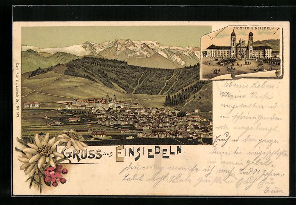 Cartoline postali: Litho Einsiedeln, Kloster Einsiedeln, Ge – Usato da Berlin venduto da bartko-reher
