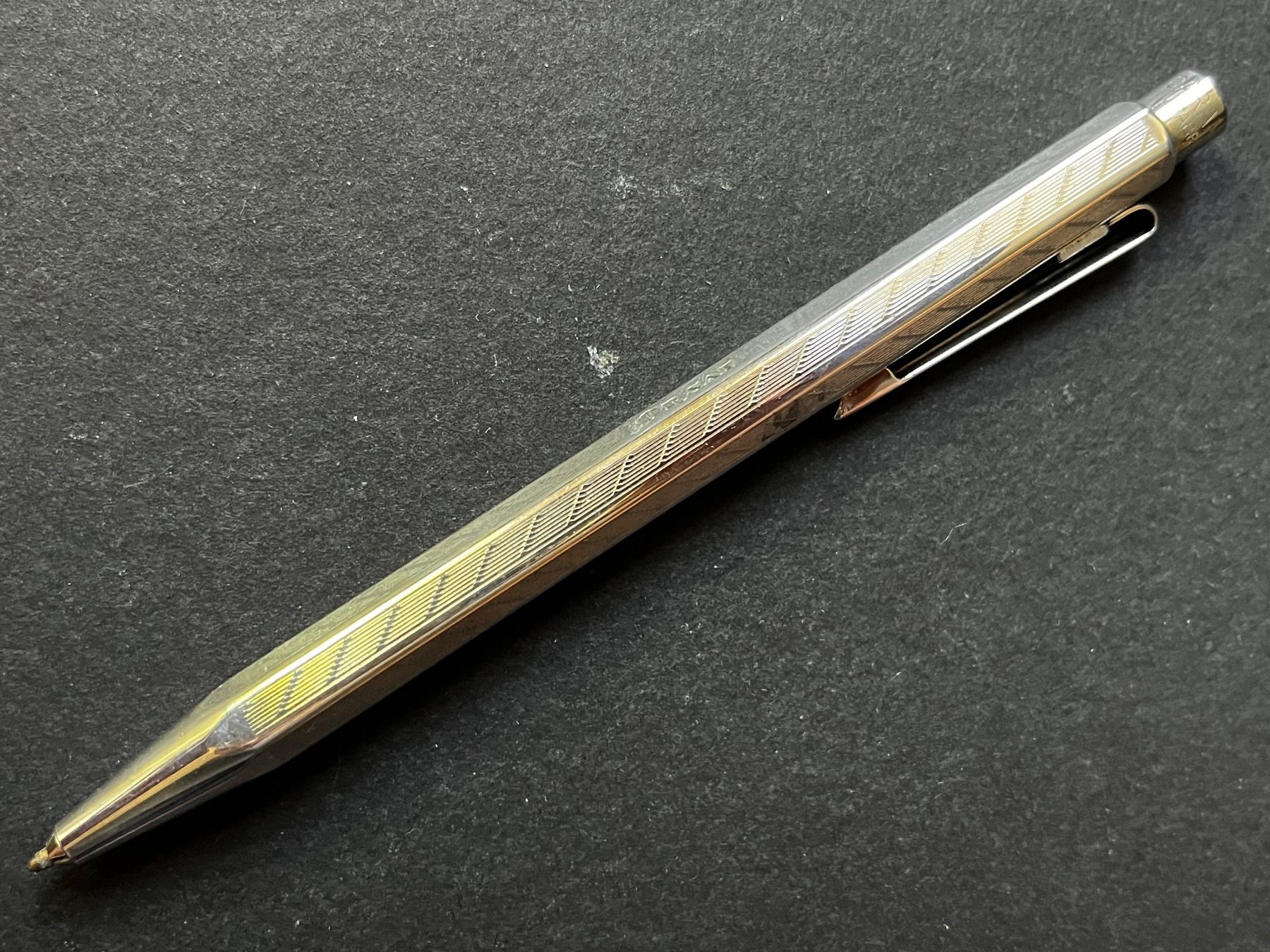 Caran D'Ache Penna & Evidenziatori: Caran d’Ache Ecridor Roller "Schrägstrich" versilbert OS – Usato da Zürich venduto da FV.vintage 1