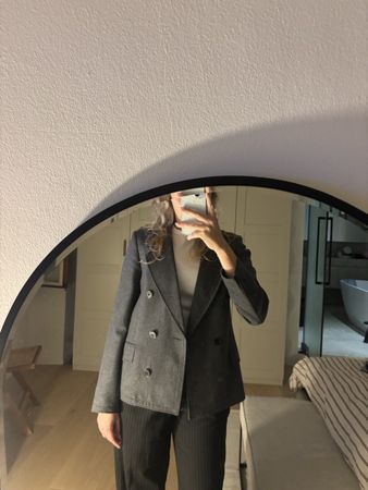 Massimo Dutti Double Breasted Blazer Grey