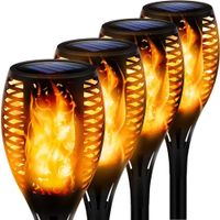 4 Stück Solarlampen für Außen Garten mit Flammeneffekt